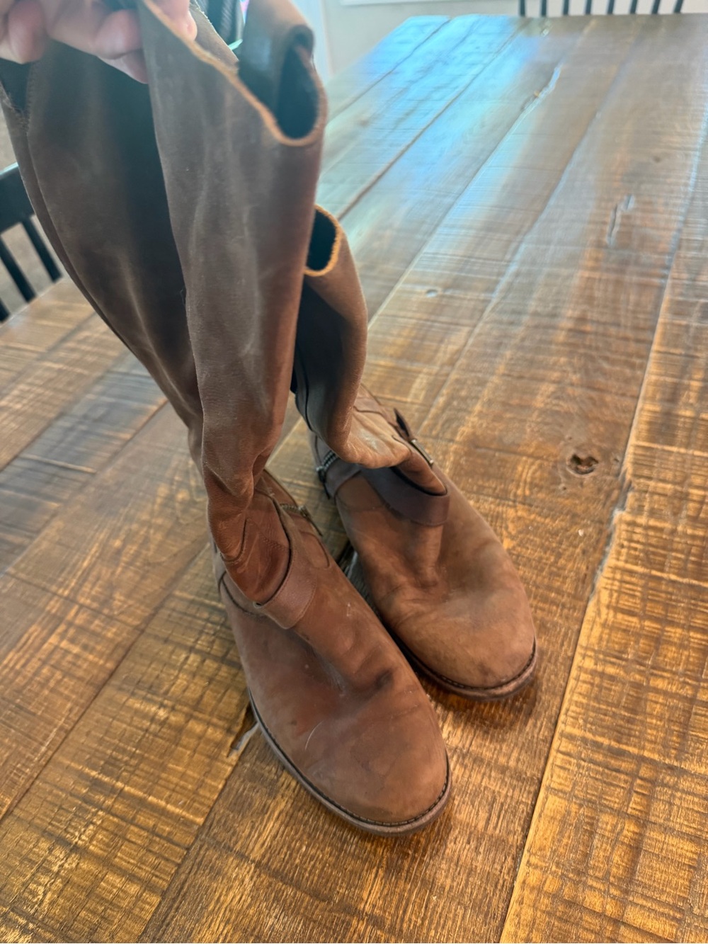 Women’s Brown Leather Tall Boots - Classic Pull-On Style